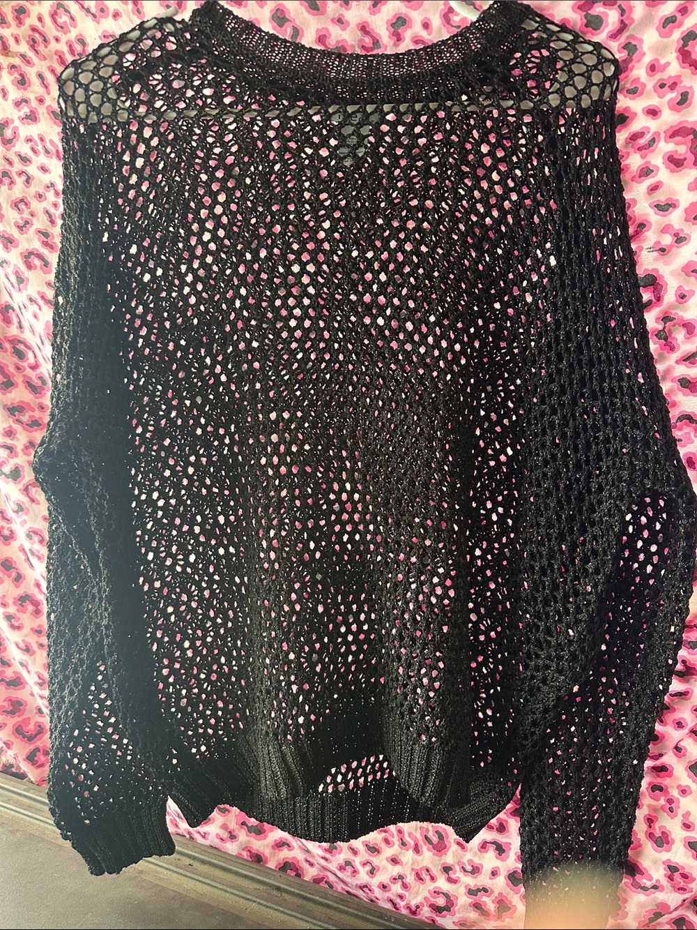 Rue21 Black Open-Weave Crewneck Sweater